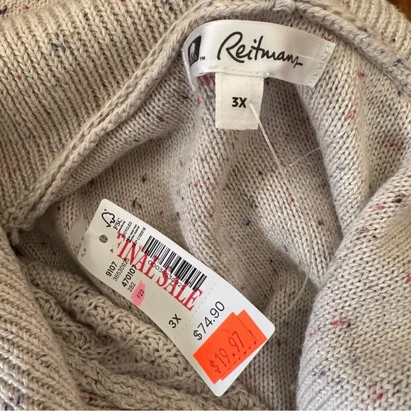 ⭐️ Reitmans 3X Speckled Knit Sweater -cream and light pink NWT - Picture 2 of 9
